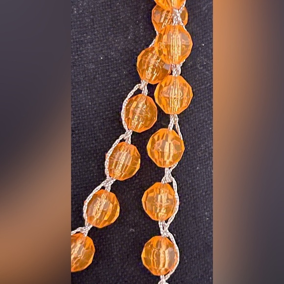 Faceted Orange Beaded Necklace with Silver Chain School Color Tennessee Fan Gift - Picture 5 of 6